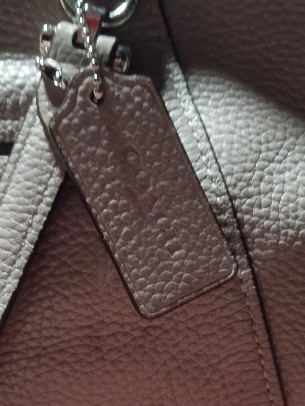 Coach Prairie Pebbled Leather Tote - Light Gray - Picture 4 of 9